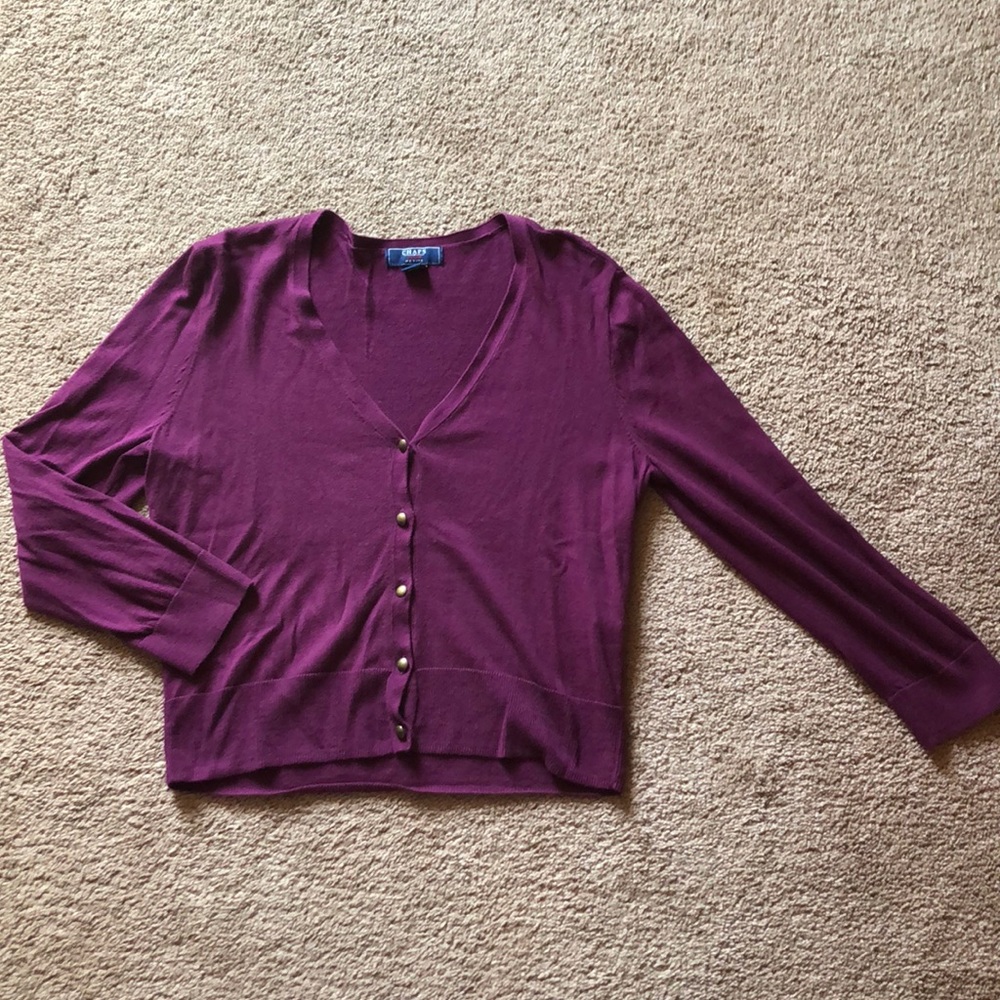 Chaps: Plum Purple Cropped Cardigan